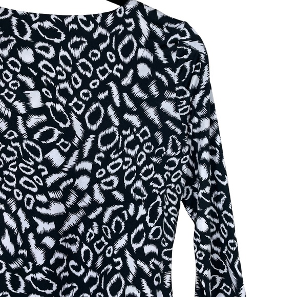 NWT Carrè Noir Quarter-Zip Pull-Over Cheetah Black White Spandex 3/4-Sleeve S/P - Picture 12 of 16